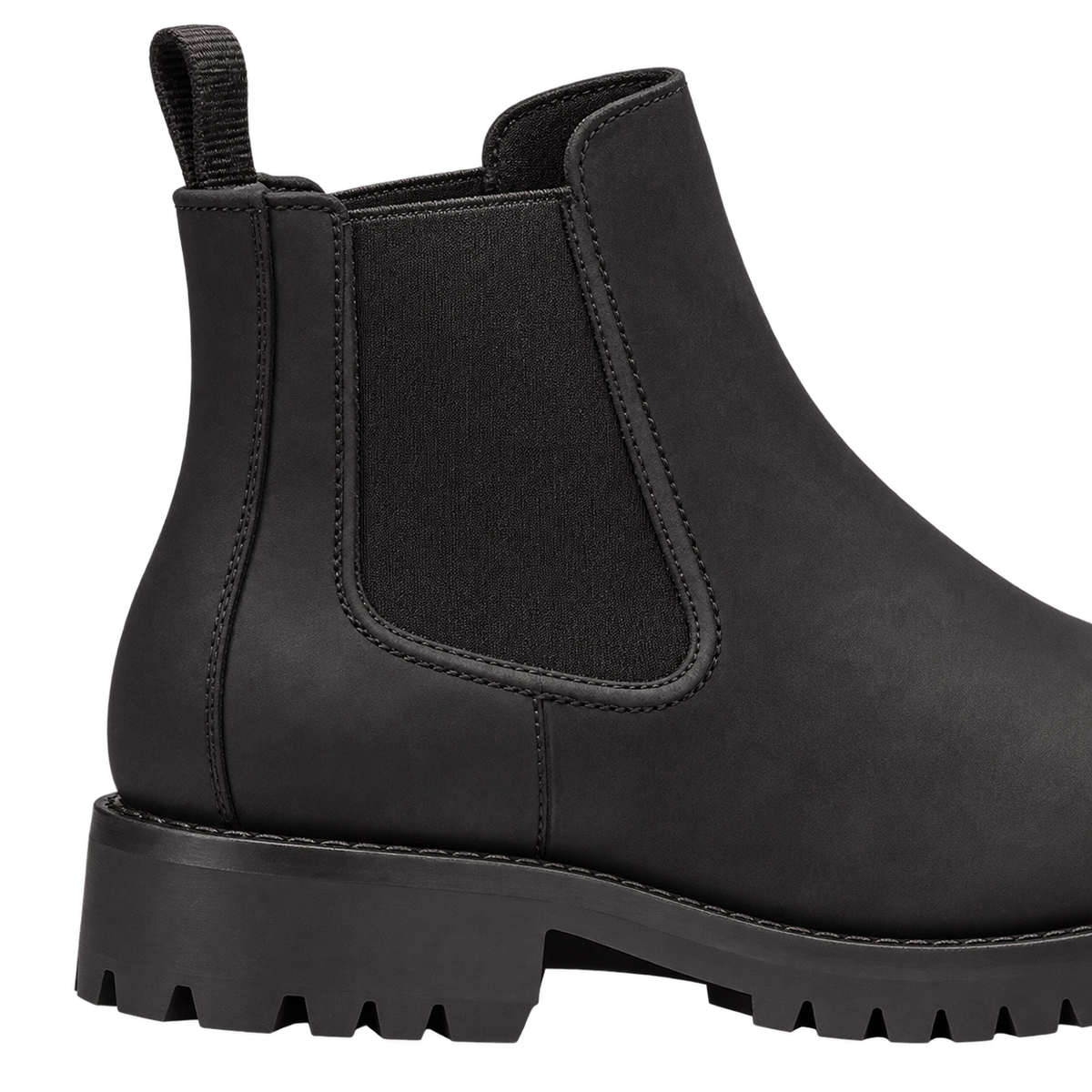 Legend Chelsea boot detail showing the elastic side panel and lug sole